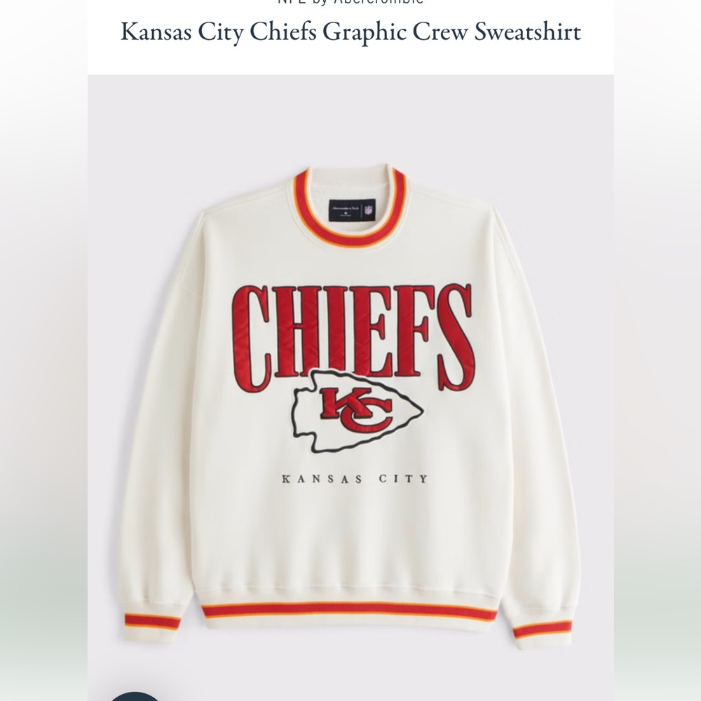 Abercrombie & Fitch White Kansas City Chiefs Graphic Crewneck